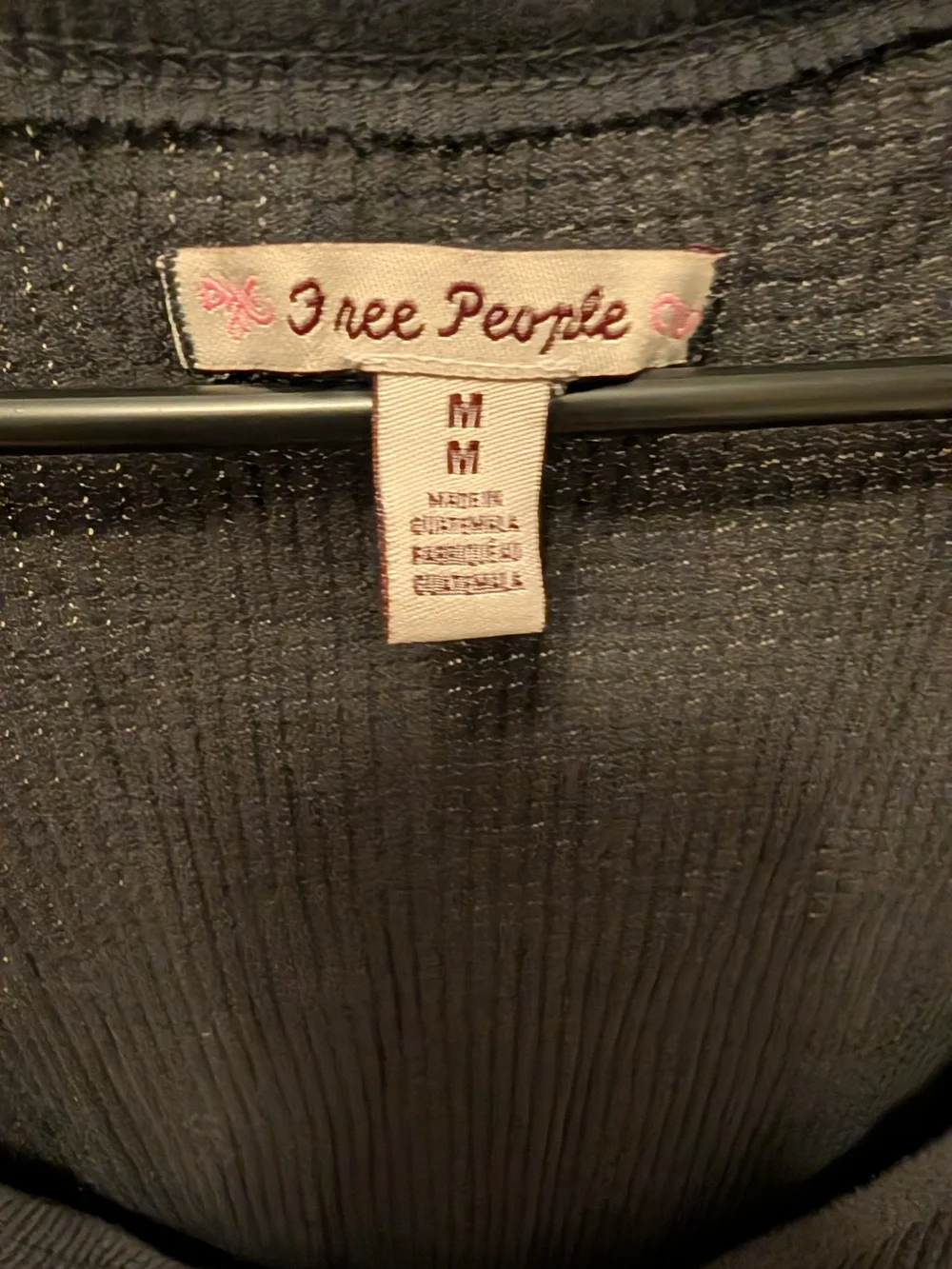 Free People Black Long Sleeve Scoop Neck Top Size Medium